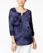 Jm Collection Embellished Tie-dyed Blouse, Only At Macy's