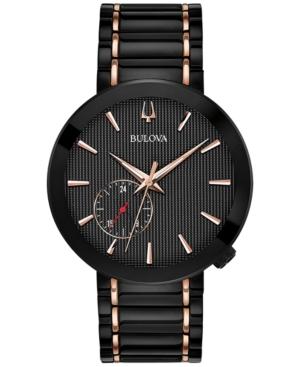 Bulova Men's Grammy Dress Black & Rose Gold-tone Stainless Steel Bracelet Watch 42mm