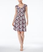 Connected Petite Floral-print A-line Dress