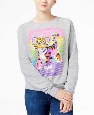 Lisa Frank Juniors' Rainbow Tiger Graphic Sweatshirt