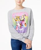 Lisa Frank Juniors' Rainbow Tiger Graphic Sweatshirt