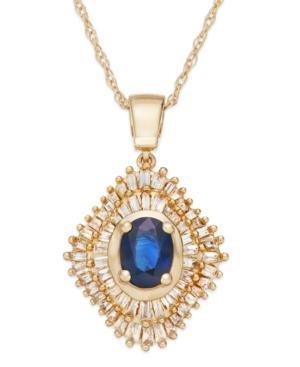 Sapphire (9/10 Ct. T.w.) And Diamond (1/2 Ct. T.w.) Pendant Necklace In 14k Gold