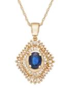 Sapphire (9/10 Ct. T.w.) And Diamond (1/2 Ct. T.w.) Pendant Necklace In 14k Gold