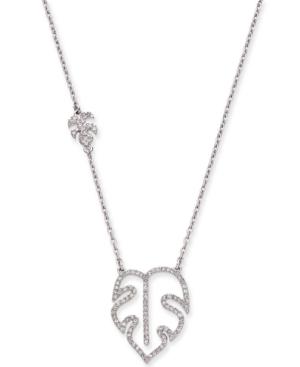 I.n.c. Silver-tone Pave Leaf Pendant Necklace, 20 + 3 Extender, Created For Macy's