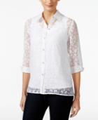 Alfred Dunner Petite Anchor Burnout Shirt