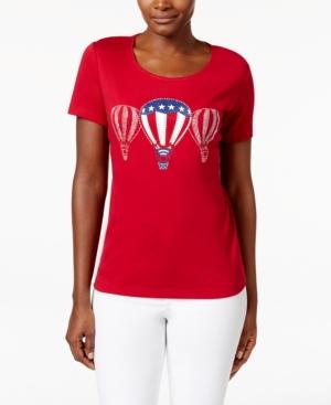Karen Scott Embellished Graphic Tee, Air Balloon Print