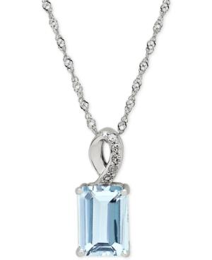 Aquamarine (9/10 Ct. T.w.) And Diamond Accent Pendant Necklace In 14k White Gold