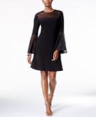 Msk Bell-sleeve Illusion A-line Dress