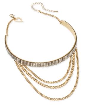 Thalia Sodi Gold-tone Crystal Layered Chain Choker Necklace, Only At Macy's