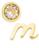 Kate Spade New York Gold-tone Letter & Cubic Zirconia Mismatch Stud Earrings