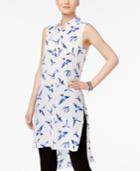 Cable & Gauge Bird-print High-low Tunic Shirt