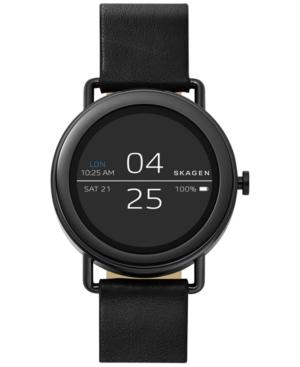 Skagen Unisex Falster Black Leather Strap Touchscreen Smart Watch 42mm