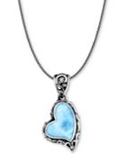 Marahlago Larimar Scrollwork Heart 21 Pendant Necklace In Sterling Silver