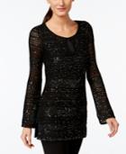 Inc International Concepts Sequin Keyhole Tunic Sweater, Only At Macy's