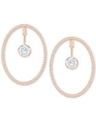 Swarovski Rose Gold-tone Crystal & Pave Convertible Drop Hoop Earrings