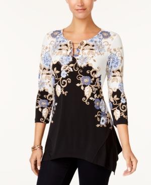 Jm Collection Printed Toggle Tunic, Created For Macy's