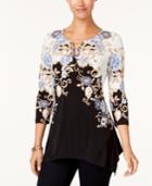Jm Collection Printed Toggle Tunic, Created For Macy's