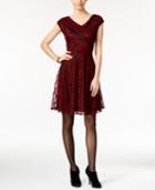 Ny Collection Petite Metallic Lace Fit-&-flare Dress