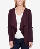 Tommy Hilfiger Ribbed & Faux Suede Draped Cardigan, Created For Macy's