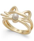 Kate Spade New York Gold-tone & Imitation Pearl Cat Ring