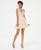 City Studios Juniors' Rhinestone & Tulle Fit & Flare Dress