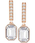 Swarovski Rose Gold-tone Octagon Crystal Drop Earrings