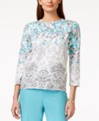Alfred Dunner Petite Printed Embellished Sweater
