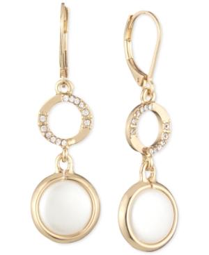 Anne Klein Gold-tone Stone And Pave Double Drop Earrings
