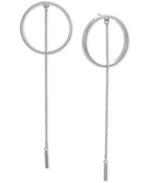 Steve Madden Silver-tone Ring & Chain Drop Earrings