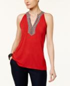 Cupio By Cable & Gauge Sleeveless Embroidered Top