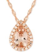 Morganite (5/8 Ct. T.w.) & Diamond Accent Pendant Necklace In 14k Rose Gold, 16 + 2 Extender