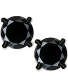 Men's Black Diamond Stud Earrings In Stainless Steel (2 Ct. T.w.)