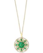 Brasilica By Effy Emerald (1-7/8 Ct. T.w.) And Diamond (1/4 Ct. T.w.) Floral Pendant Necklace In 14k Gold