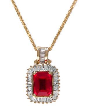 Gemma By Effy Ruby (1-9/10 Ct. T.w.) And Diamond (1/2 Ct. T.w.) Baguette Pendant In 14k Gold