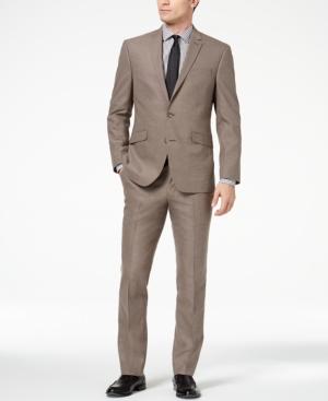 Kenneth Cole Reaction Men's Techni-cole Slim-fit Stretch Brown Tic Suit