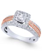 Diamond Two-tone Engagement Ring (1 Ct. T.w.) In 14k White & Rose Gold