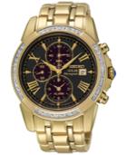 Seiko Men's Le Grand Sport Solar Chronograph Diamond (1/10 Ct. T.w.) Gold-tone Stainless Steel Bracelet Watch 42mm Ssc314