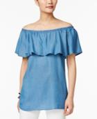 Style & Co Denim Off-the-shoulder Top, Only At Macy's