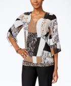 Jm Collection Printed Bell-sleeve Top, Only At Macy's