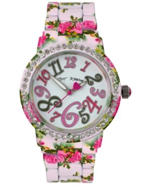 Betsey Johnson Women's Pink Floral Printed Bracelet Watch 42mm Bj00482-06