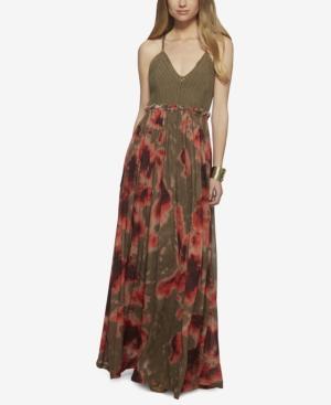 Jessica Simpson Crochet-bodice Printed Maxi Dress