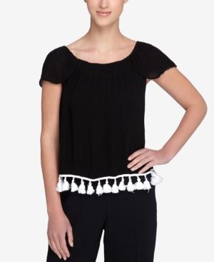 Catherine Catherine Malandrino Kali Flutter-sleeve Tassel-trim Blouse