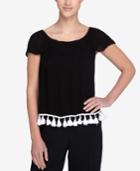 Catherine Catherine Malandrino Kali Flutter-sleeve Tassel-trim Blouse