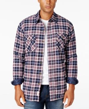 Weatherproof Vintage Men's Big And Tall Faux Fur-lined Plaid Flannel Shirt Jacket, Only At Macy's