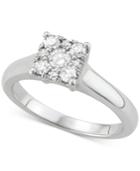 Diamond Square Cluster Diamond Enagement Ring (1/2 Ct. T.w.) In 14k White Gold