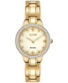 Citizen Women's Silhouette Crystal Eco-drive Gold-tone Stainless Steel Bracelet Watch 28mm Ex1362-54p