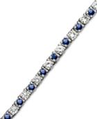 Sterling Silver Bracelet, White Sapphire (2-3/4 Ct. T.w.) And Sapphire (2-1/2 Ct. T.w.)