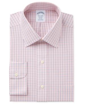 Brooks Brothers Men's Regent Classic/regular Fit Non-iron Orange Tattersall Dress Shirt