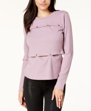 Guess Daizy Ribbed Snap Top