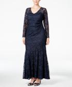 Xscape Plus Size Illusion Lace A-line Gown